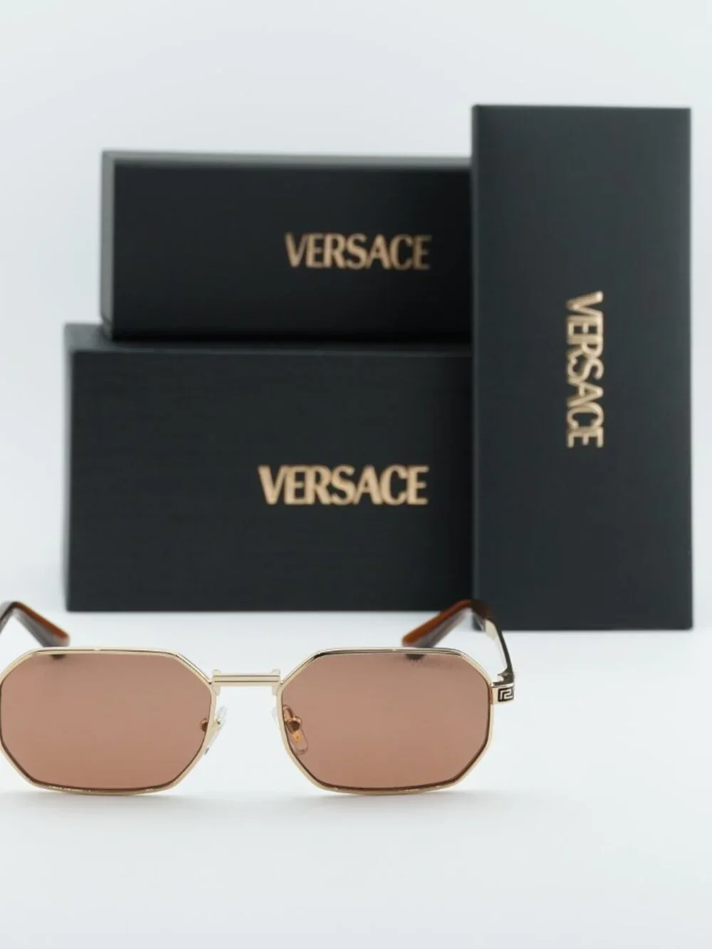 Versace VE2297 100273 Rectangle Sunglasses – Gold / Brown